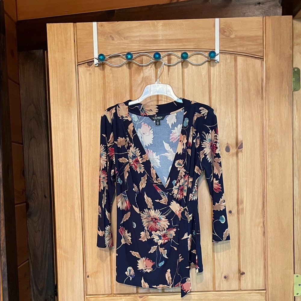 LAUREN RALPH LAUREN WRAP TOP Sz L